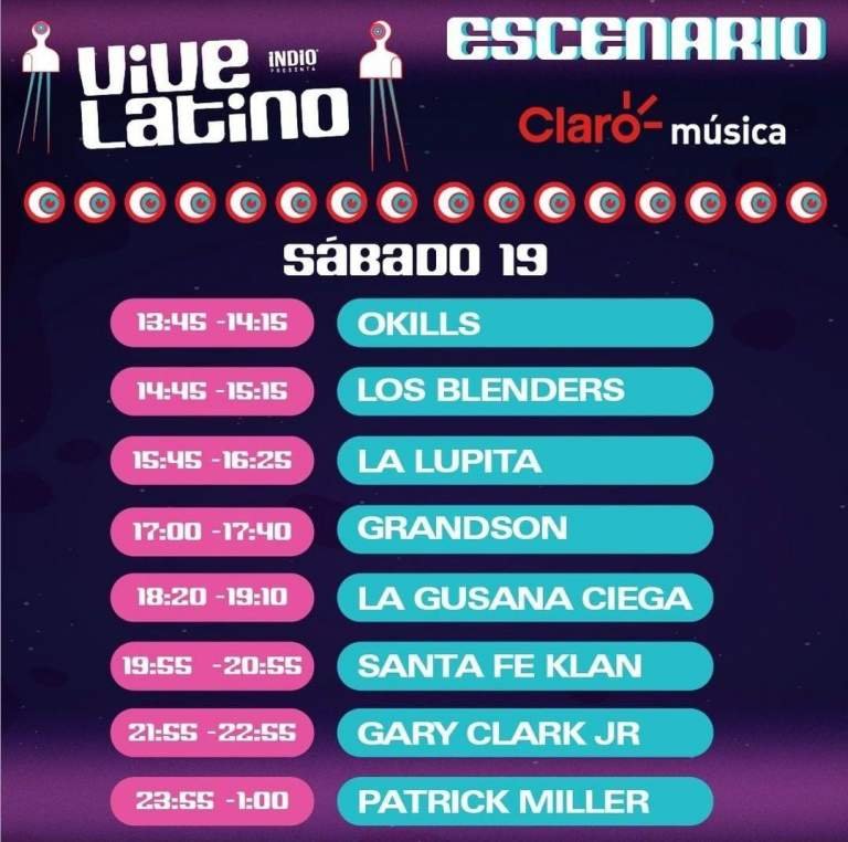 Horarios Escenario Claro Música Vive Latino 2022